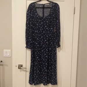 Navy blue floral Reformation dress size 10